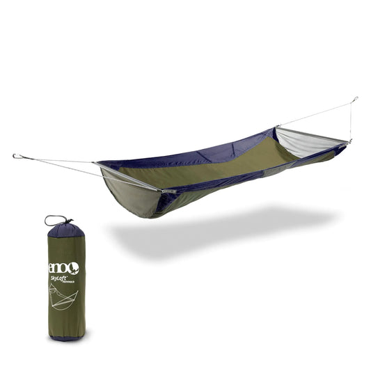 ENO Skyloft Hammock - 1 Person Portable Hammock - for Camping Hiking Backpacking Travel Festival or The Beach - Navy/Olive